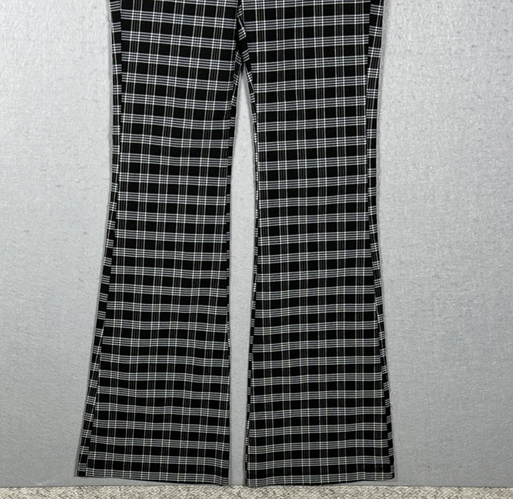 Sugar Rain Plaid Flare Pants Black White Checkered Pattern size L (W30 x L33.5)