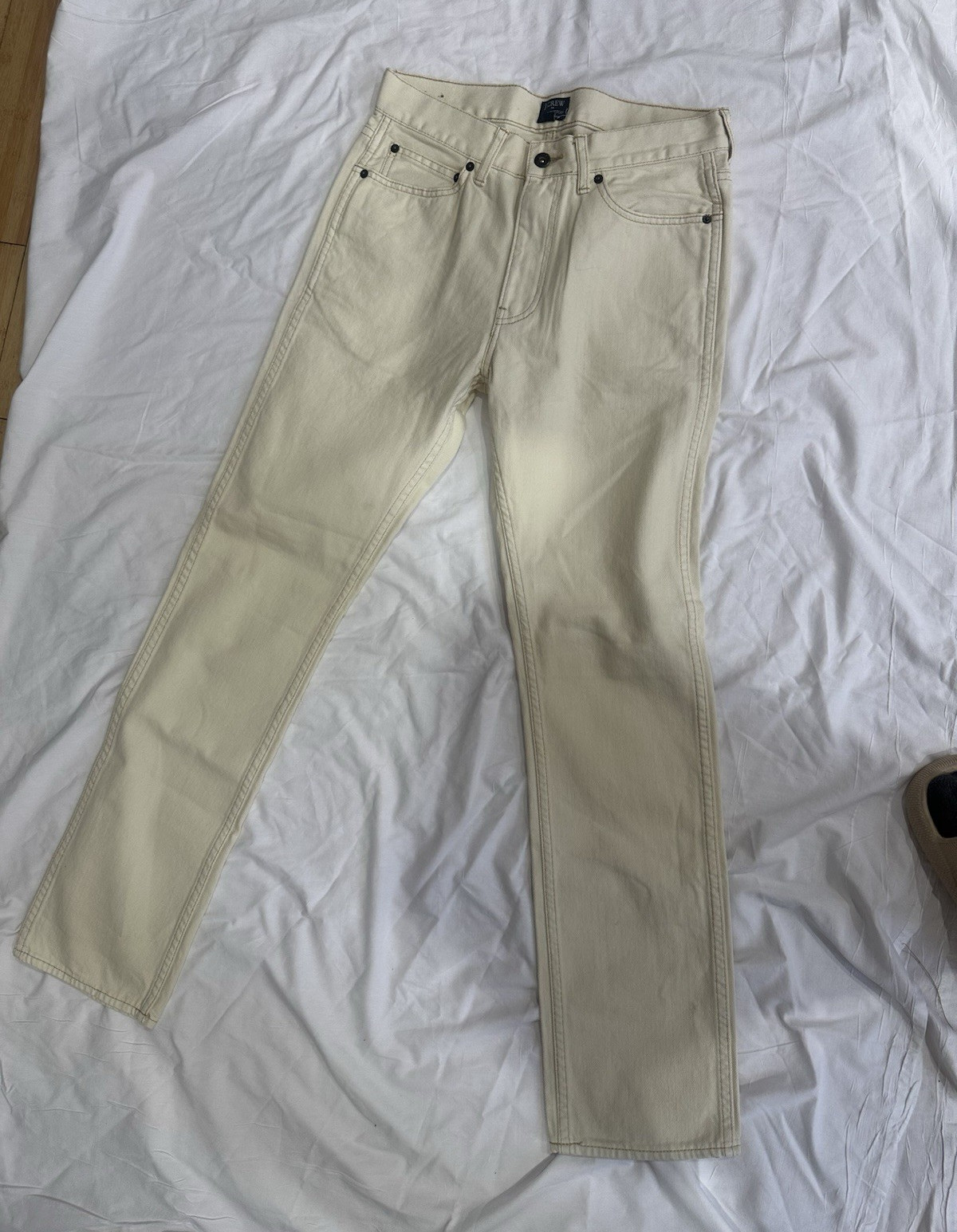 J.CREW Men’s Beige Slim Mid Rise 5-Pocket Light Wash Cotton Denim Jeans