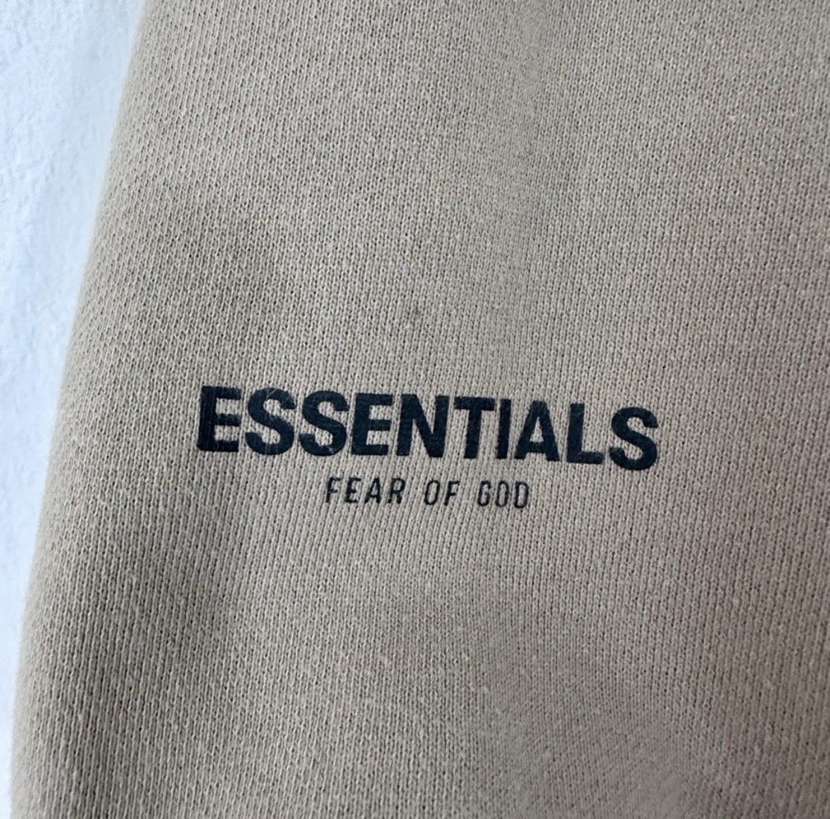 Essentials Fear of God Logo Crewneck Fleece Pullover Sweatshirt Beige XXS