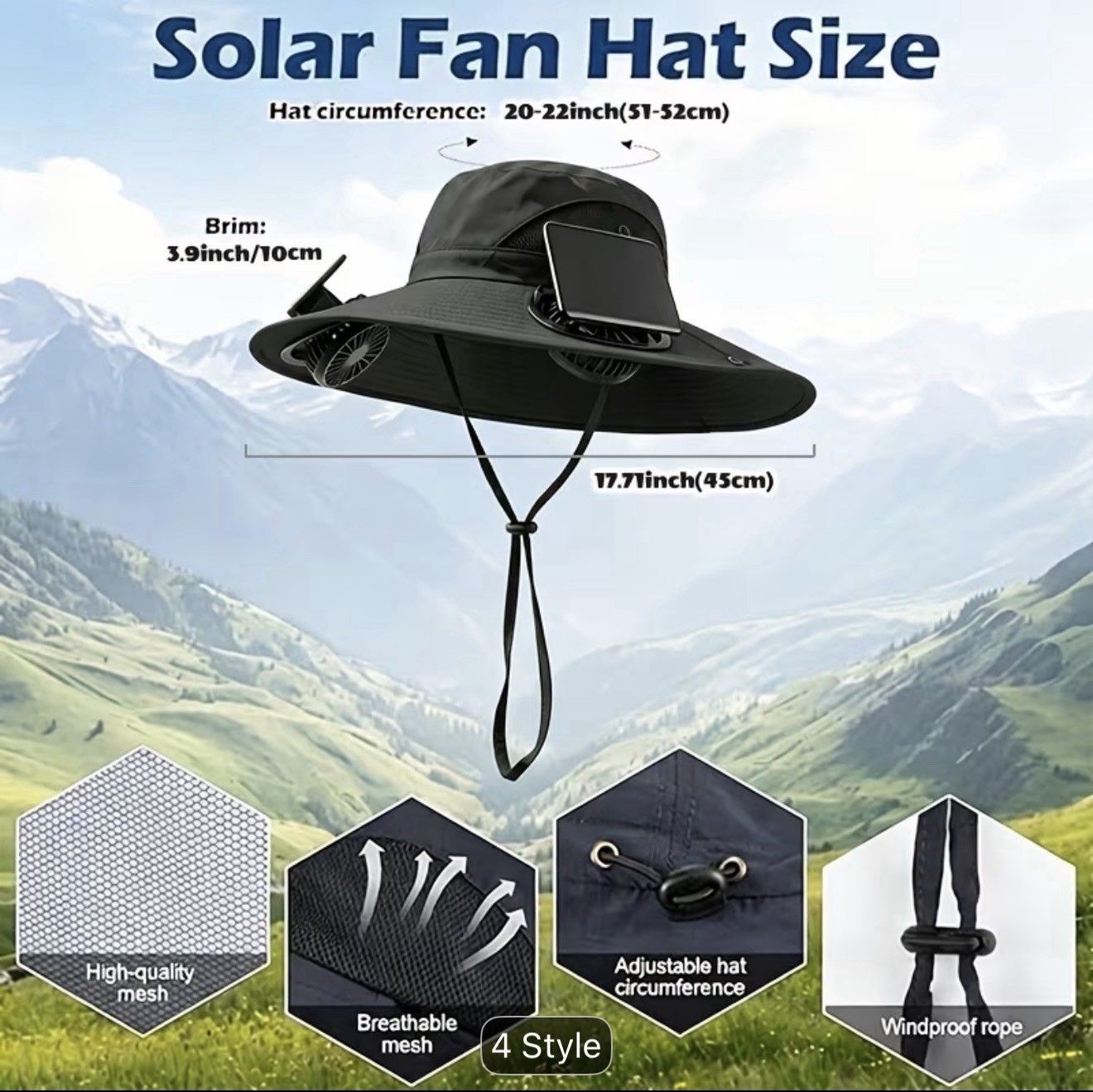 sun hat with Dual solar fans