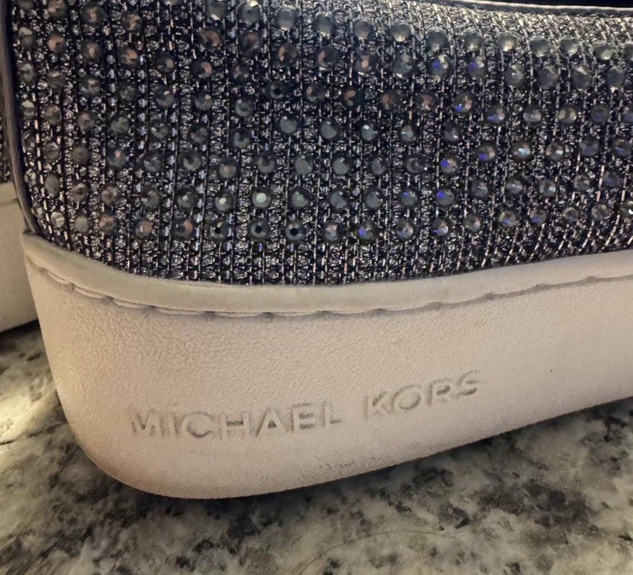 MICHAEL KORS Women’s Silver Glitter Slip-On Flats Round Toe Synthetic Size 6