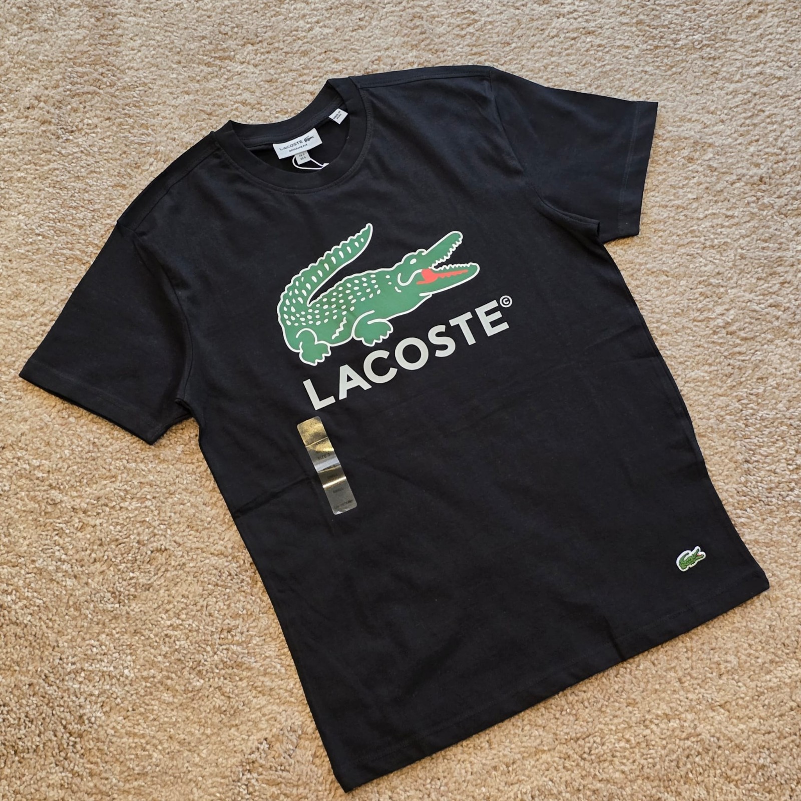 Lacoste Men’s Signature Print Cotton Jersey T-Shirt Black TH1285-51-031