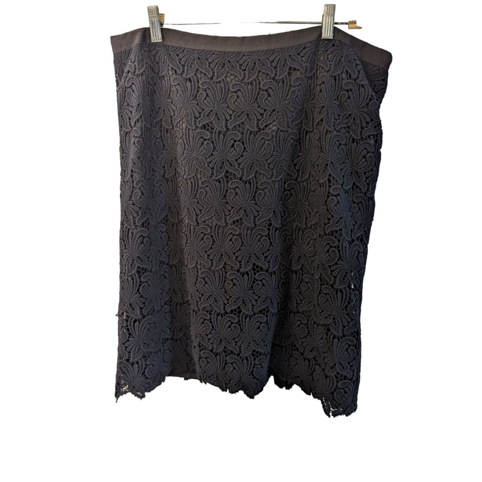 Talbots Black Lace fully lined knee length skirt size 16