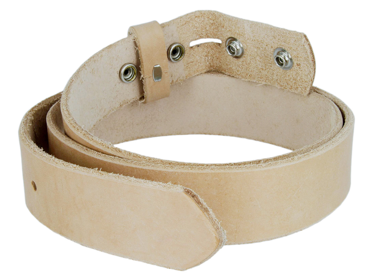Hand Made In USA Genuine Full Leather Belt Strap Natural – UNISEX Belt Snap on
