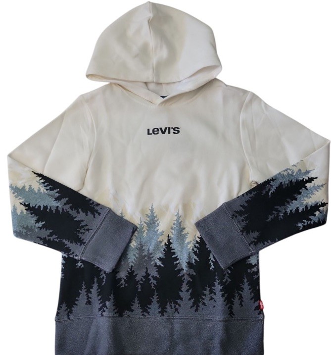 Levi’s Boy’s Hoodie Easy Fit Soft Fleece Size XS (4-5) Dark Shadow Pine Trees