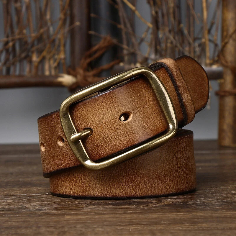 3.8CM Thick Cowhide Genuine Leather Belt Jeans Belt for Men Retro Strap Cintos