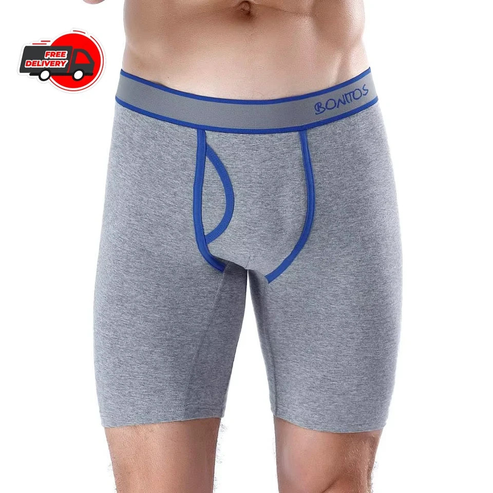 Men’s Long Leg Cotton Boxer Shorts Soft Stretch Breathable Premium Underwear