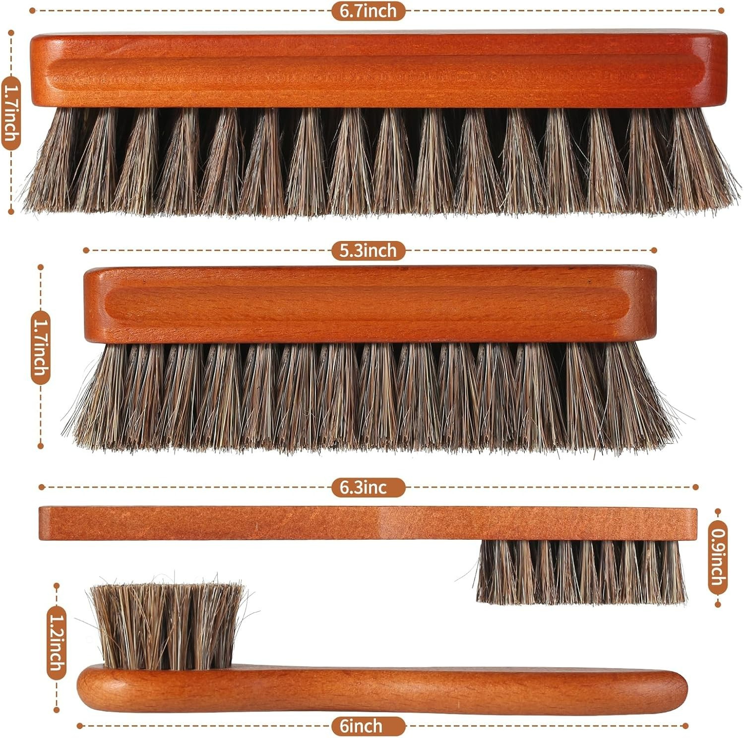 4 Pcs Shoe Brush, Boot Brush, Horse Hair Brush for Leather, Shoe Polish Brush…