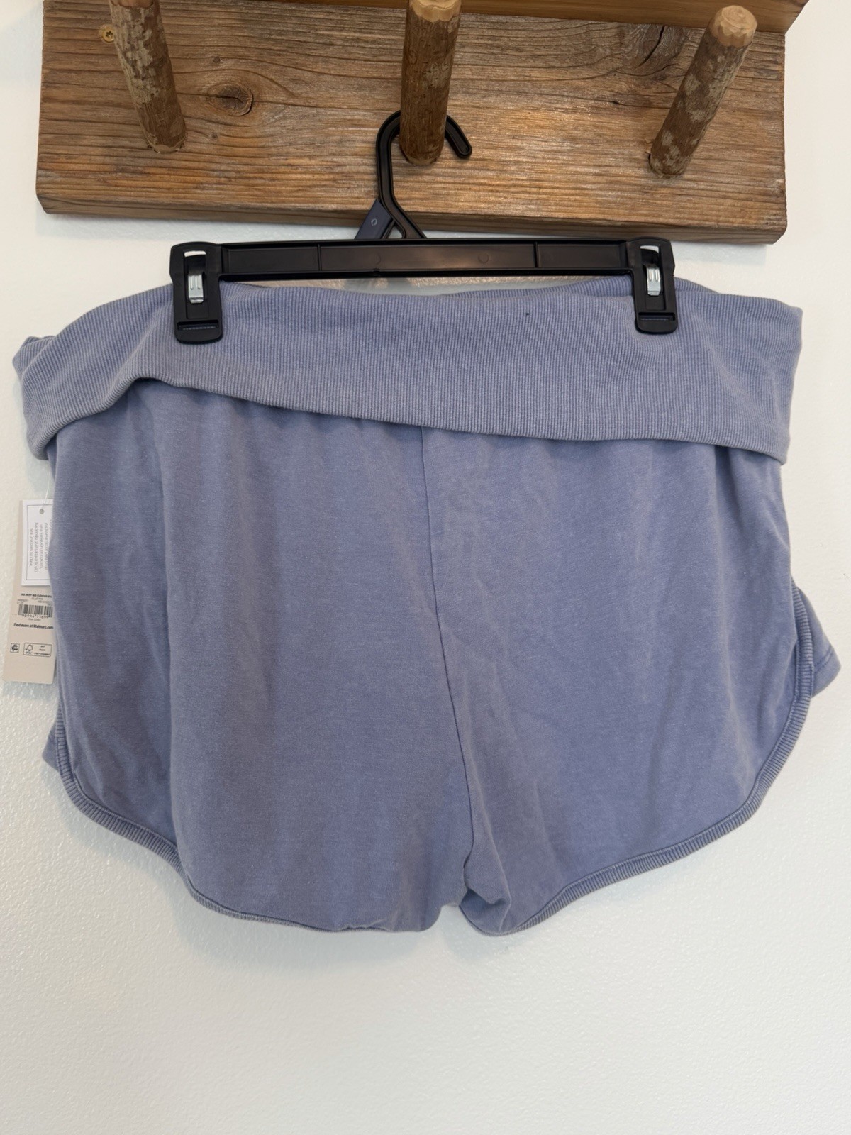 Ribbed Waistband Foldover Shorts Womens XL summer Blue Beach Casual Fisherman