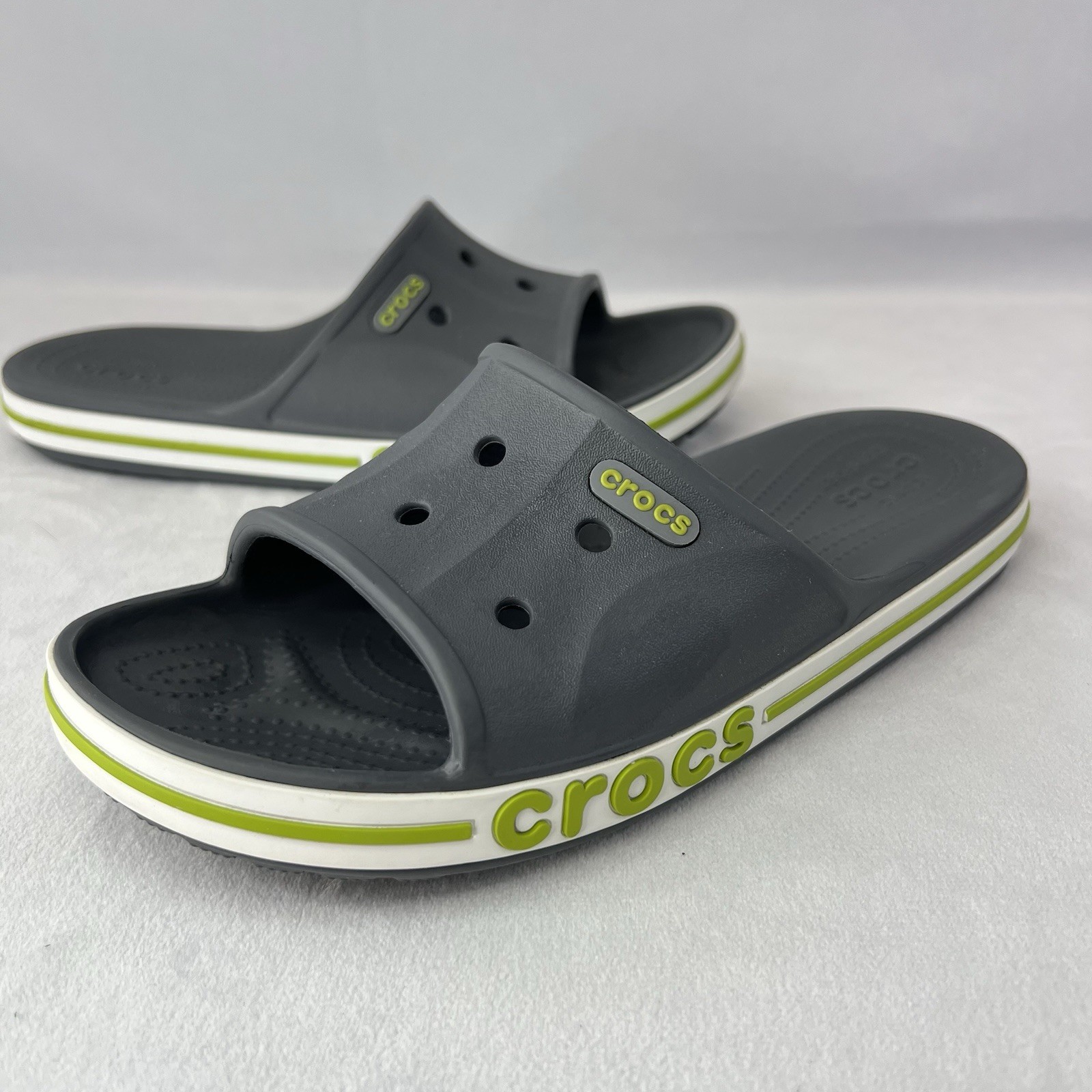 Crocs Size Mens 5/Women 7 Bayaband Iconic Comfort 205392 Unisex Gray Slides