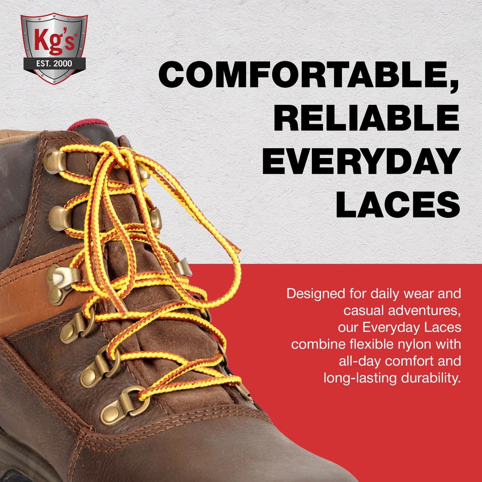 Kg’s Everyday Heavy Duty Boot Laces [3 Pairs] – Durable Shoelaces for Work