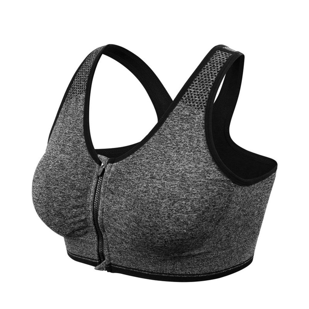 Sports Bra Women High Impact Running Yoga Workout Bra Zip Front Closure M/L/XL
