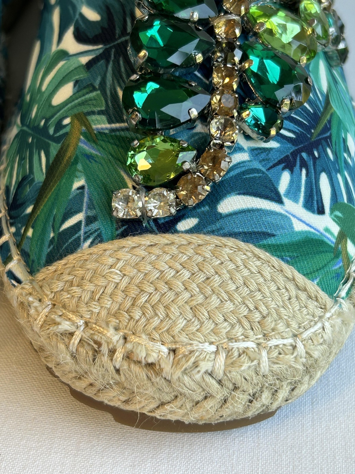 Lauren Lorraine Shoes Womens Size 8.5 Espadrille Flats Embellished Tropical ESPI