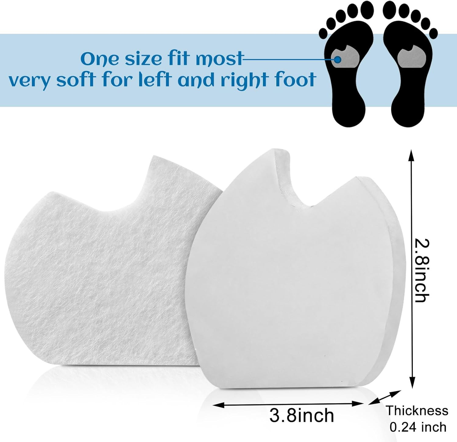 24 Pieces Foot Pads for Dancer Sesamoiditis Pads for Ball of Right Feet Pain Fel