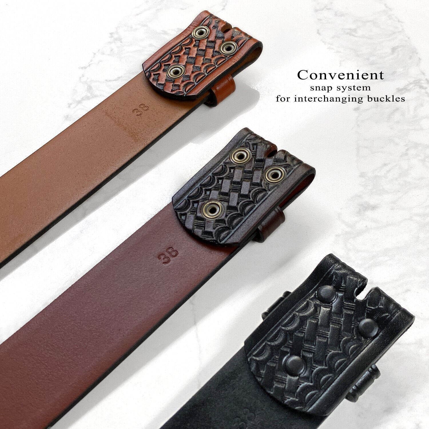 Men’s Basketweave Genuine One Piece Leather Utility Uniform Work Belt 1.75 Inch