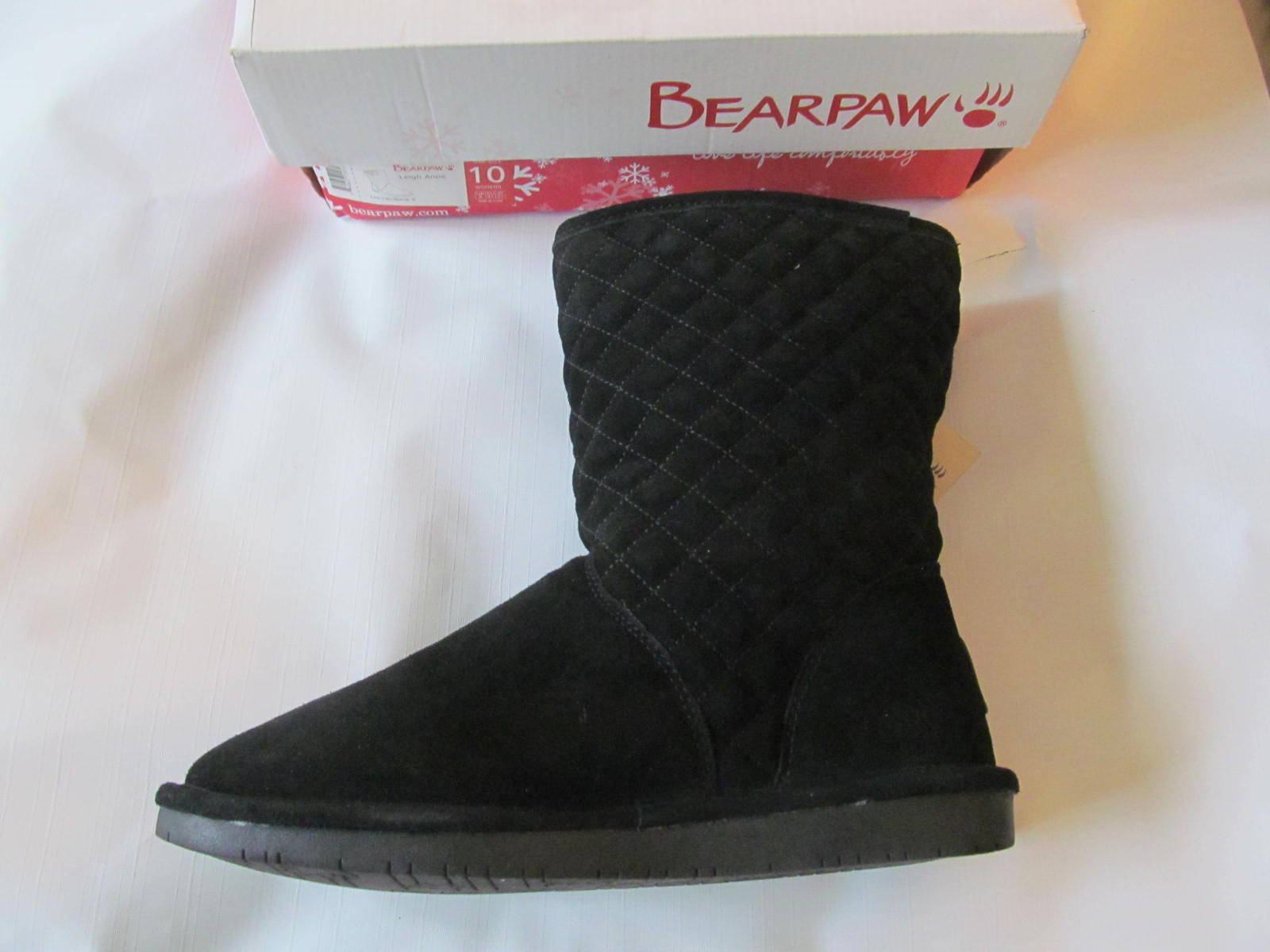 New Unisex BEARPAW Leigh Anne New Black Suede Snow Boots Size 10 Women / 9.0 Men
