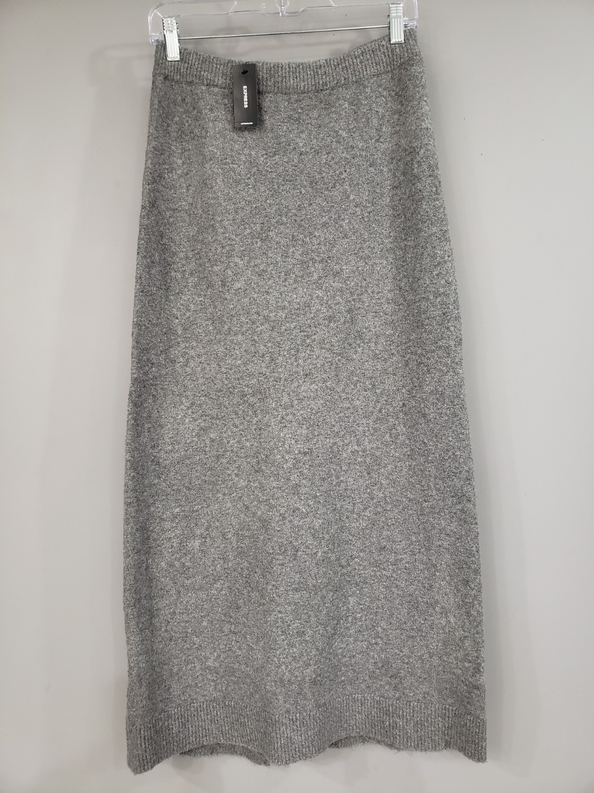 EXPRESS Long Maxi Gray Back Slit Elastic Waistline Wool Blend Skirt Old Money