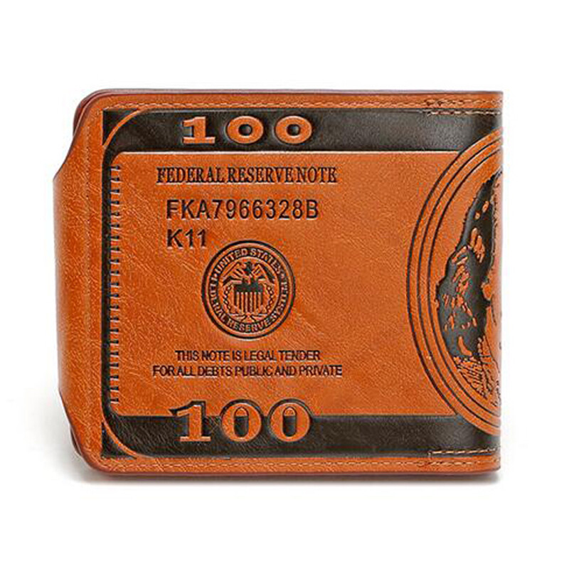 Men US $100 Dollar Bill Novelty Leather Bifold Wallet Card Holder Best Xmas Gift