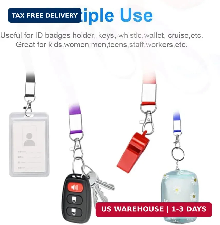 Mcyye 5 PCS Badge Lanyards with Clip for Keys & ID Badges, Premium Lanyard Strap