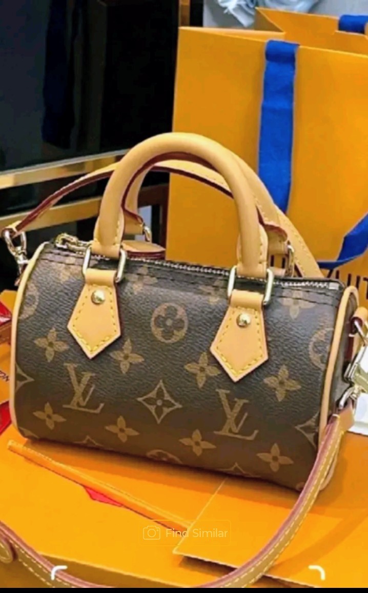 Louis Vuitton Monogram Mini Speedy Crossbody Bag Brown Gold Zip Strap Handle