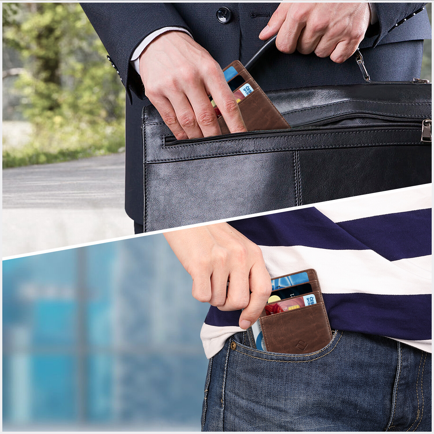Slim Minimalist Card Wallet RFID Blocking Pocket Credit ID Card Slots Holder