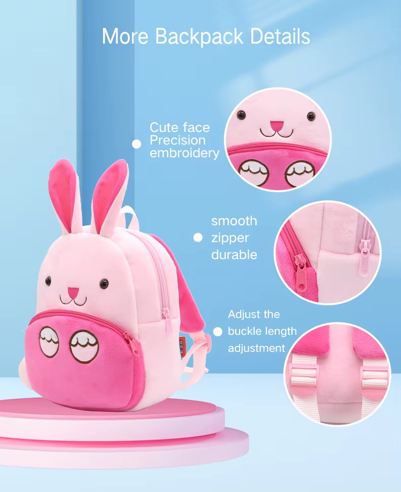 Cute Animal Plush Backpack Toddler School Bag Cartoon Baby Gift for Boys Girls