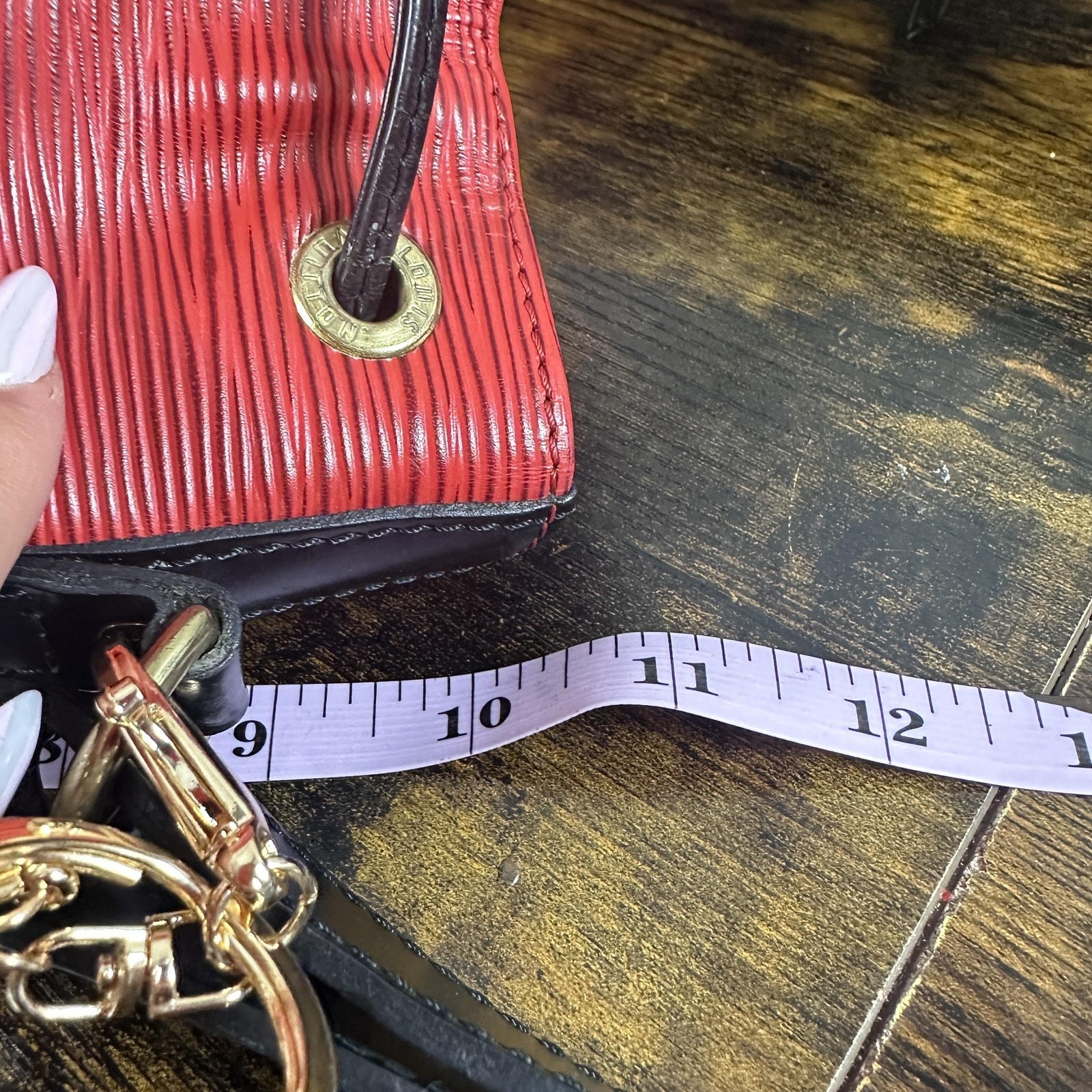 Louis Vuitton Vintage Epi Noe Bucket Bag Womens Medium Red Leather Black Trim