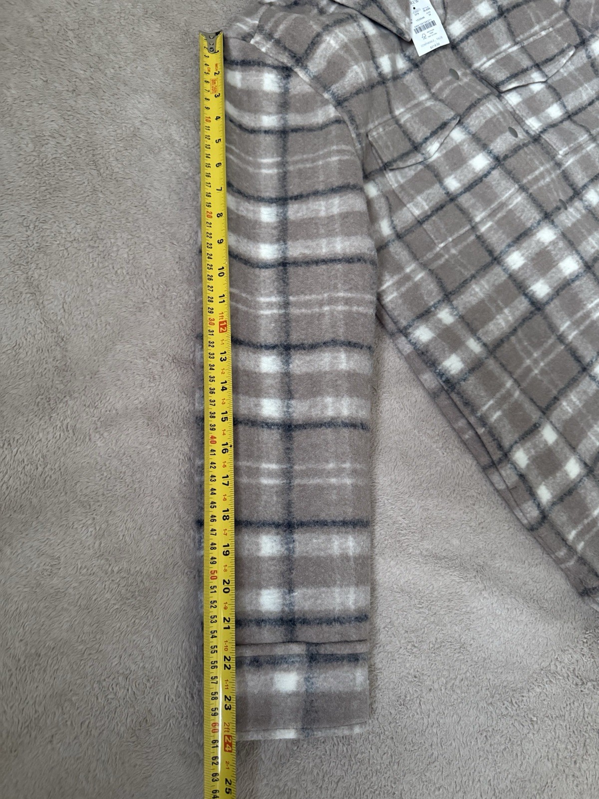J.Crew Women’s Plaid Fleece Shirt Jacket Shacket Tan Beige Size M New With Tags