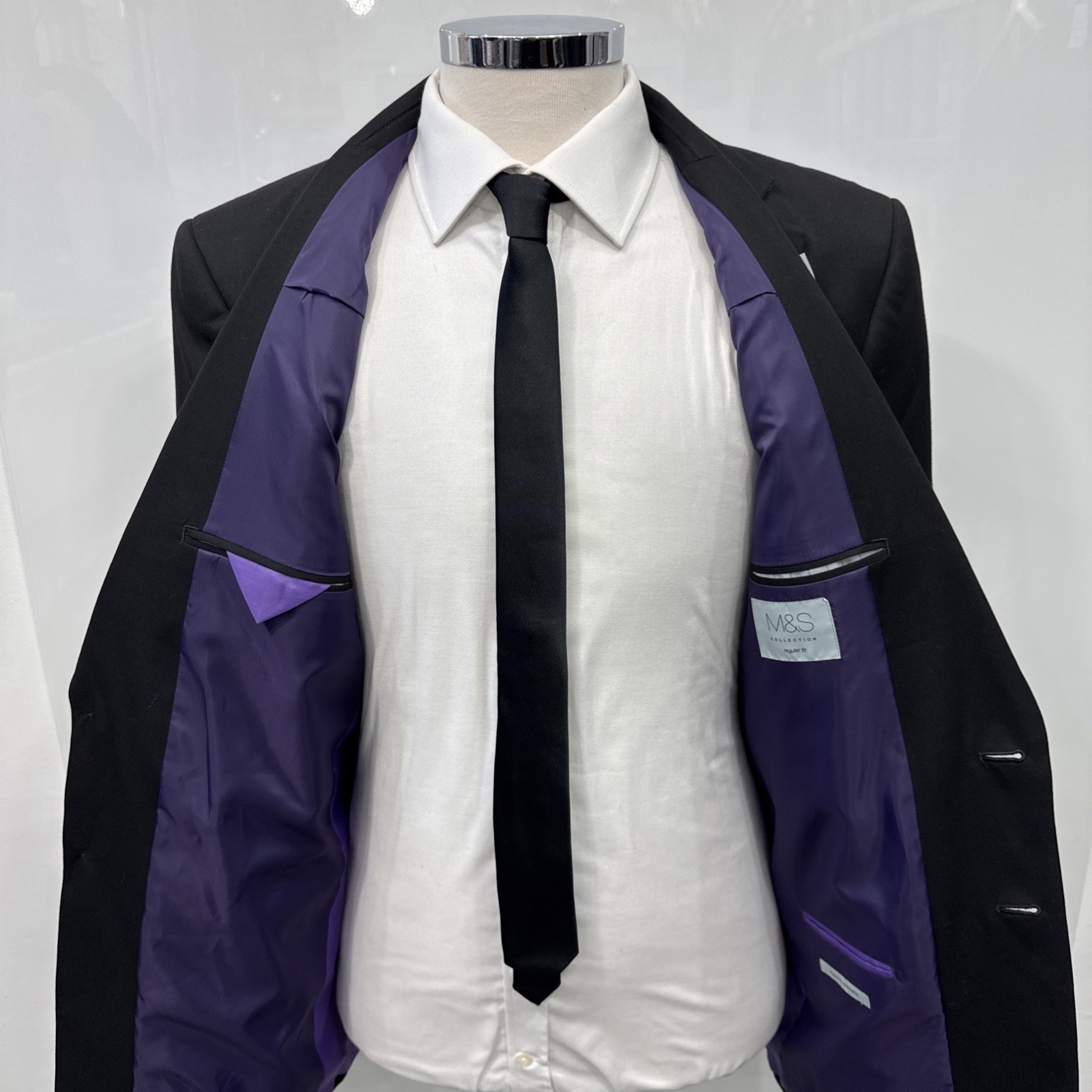 M&S COLLECTION Black Regular Fit Machine Washable Suit Jacket Chest 40L