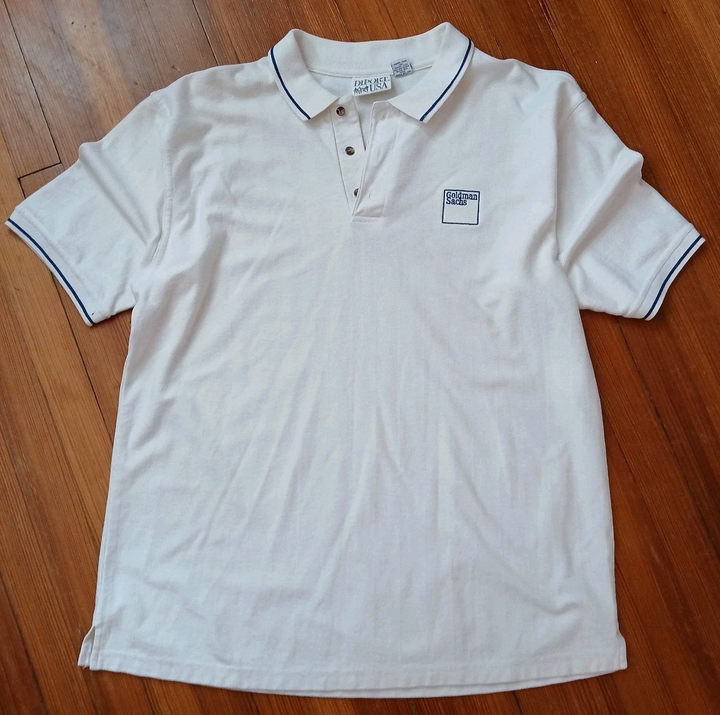 vintage diport goldman sachs mens xlarge s/sleeve pullover knit shirt