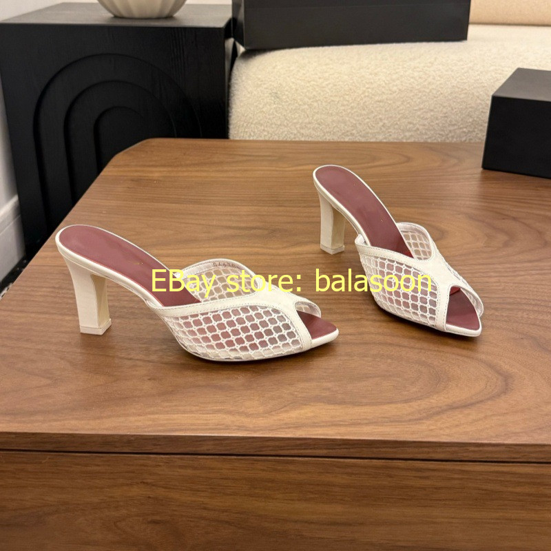 thick-heeled slippers 2026 summer hollow fishmouth high-heeled slippers 35-41