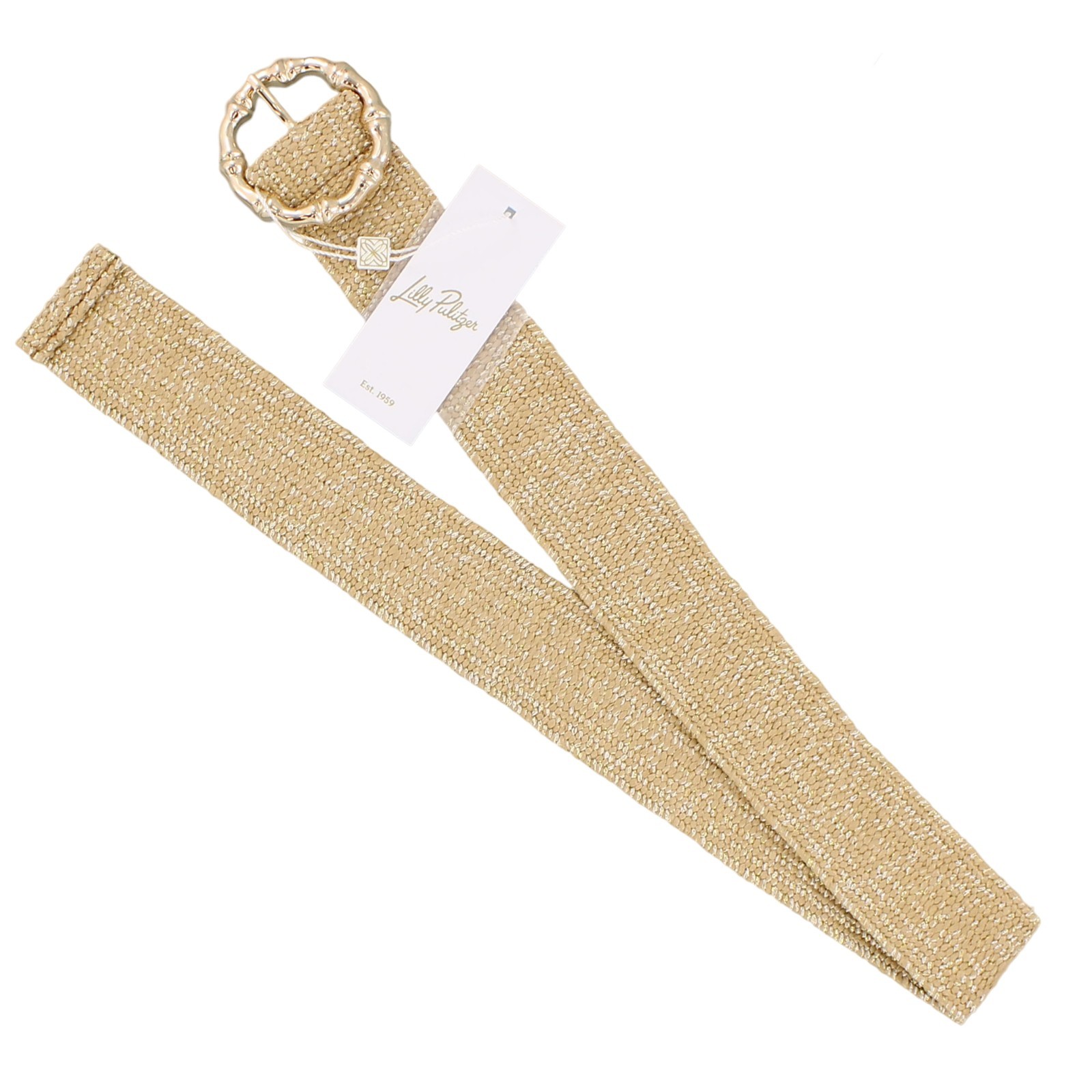 Lilly Pulitzer Arta Belt, Women’s Stretch Gold Metallic Woven Buckle Design