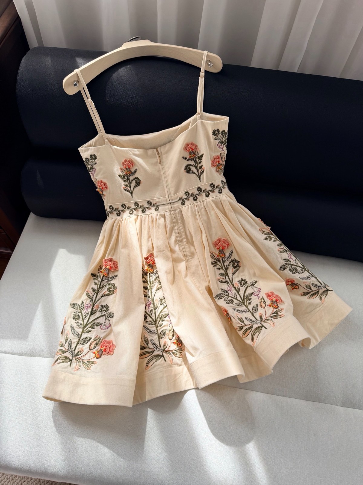 Agua Bendita Dress Women Embroidered Floral Mini Dress Tie Strap Summer Size S