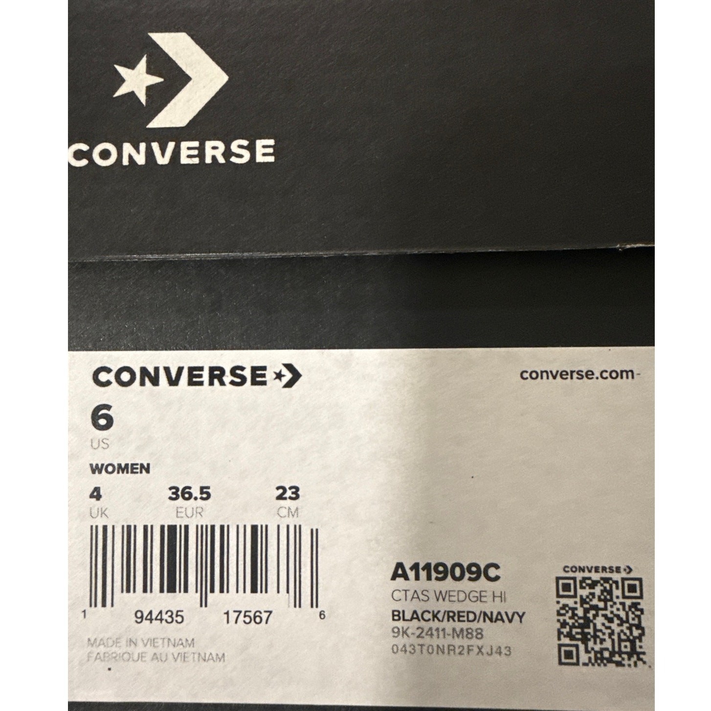 Converse Chuck Taylor All Star Wedge Platform – Black/White – Women’s 6 – NEW