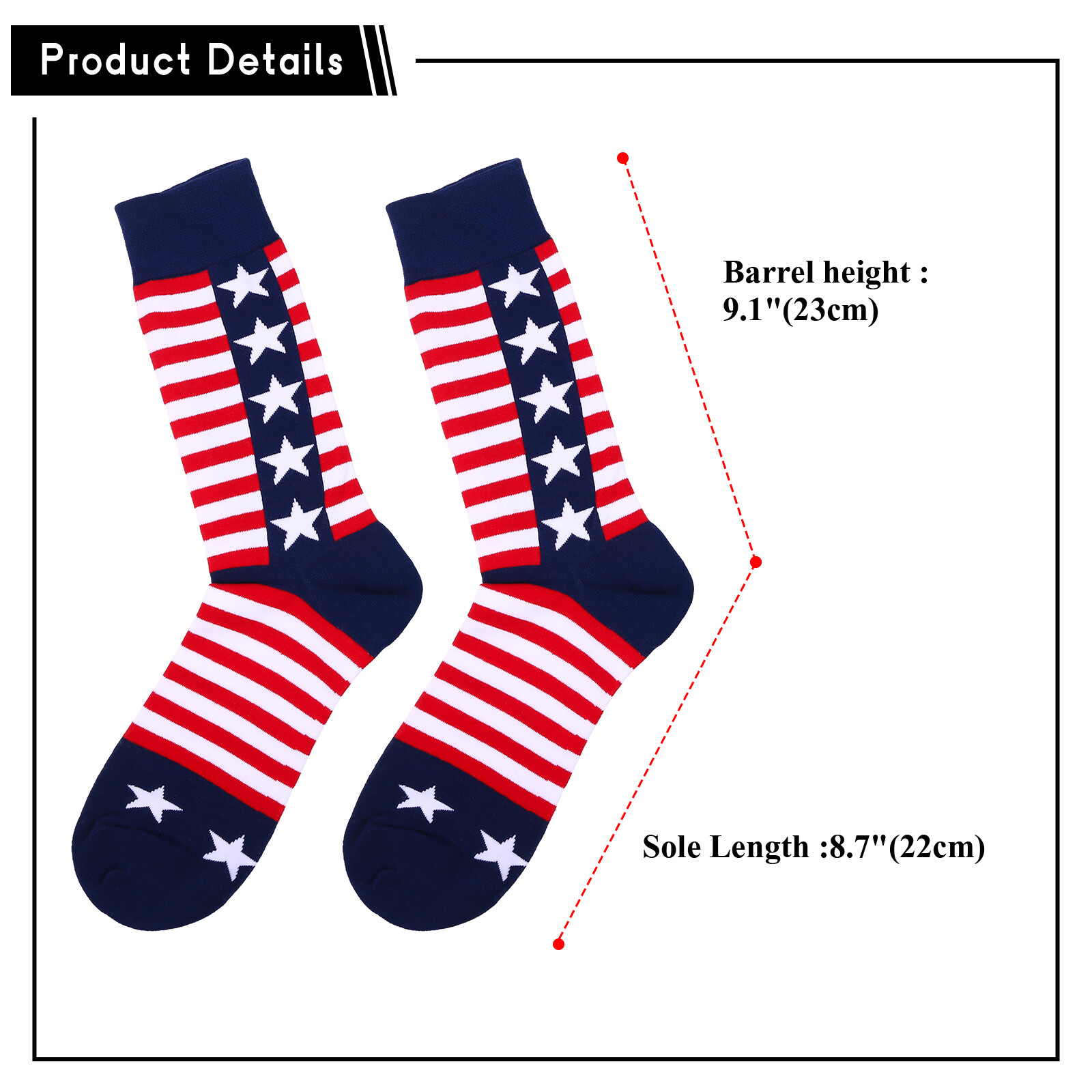 5 Pairs Patriotic American Flag Socks 4th of July Stars&Stripes Socks Men Women