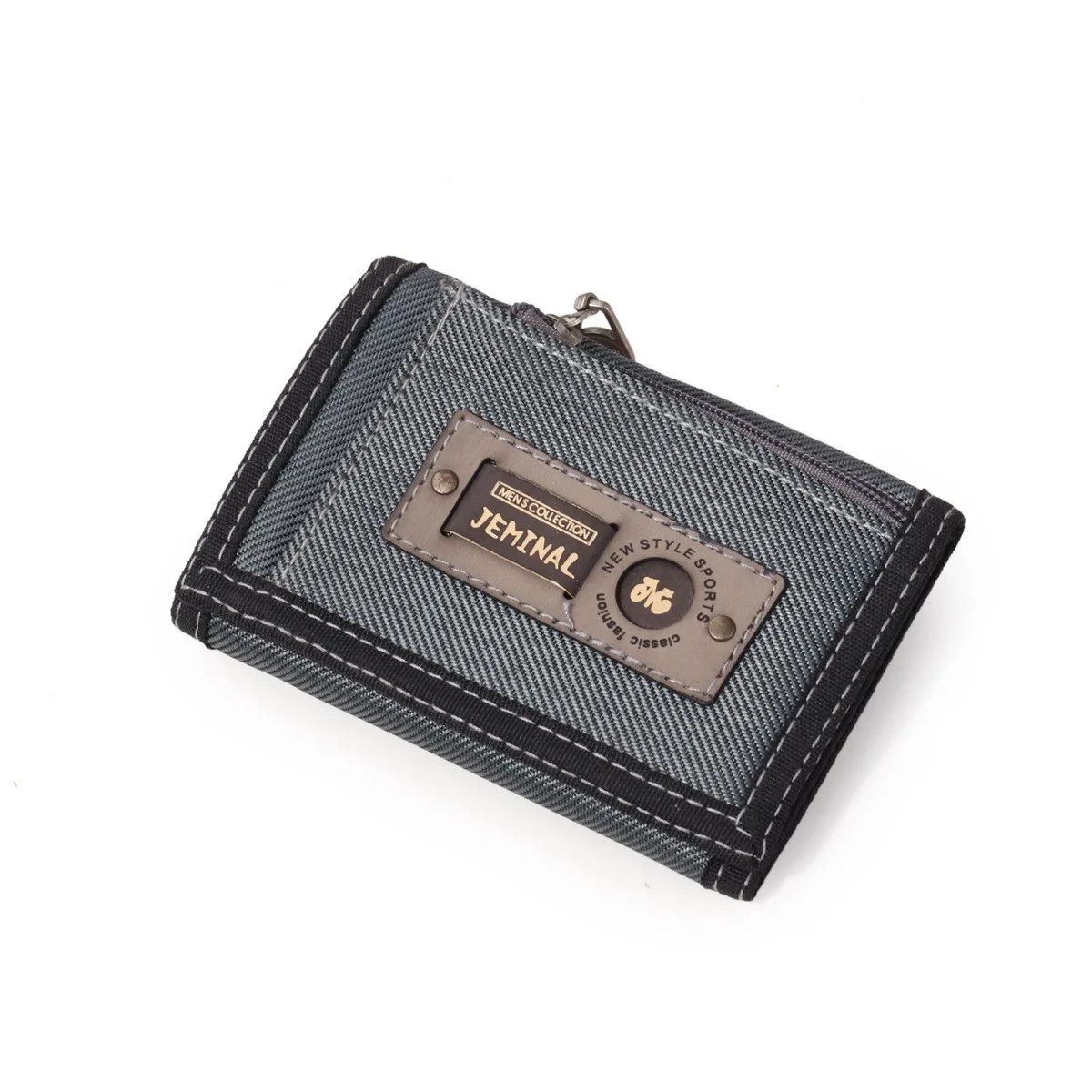 Teens Nylon Trifold Casual Gray Wallet for Male Men Women Young Novelty Money Ba