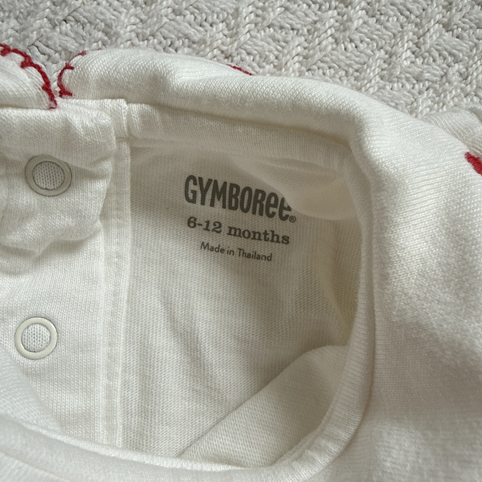 Red Heart Gymboree 2016 White Peter Pan Collar Long Sleeve Bodysuit 6-12M