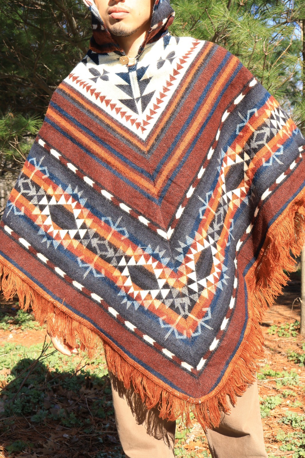 Handmade Ecuadorian Alpaca Poncho, Authentic Indigenous Artisan Wool Cape