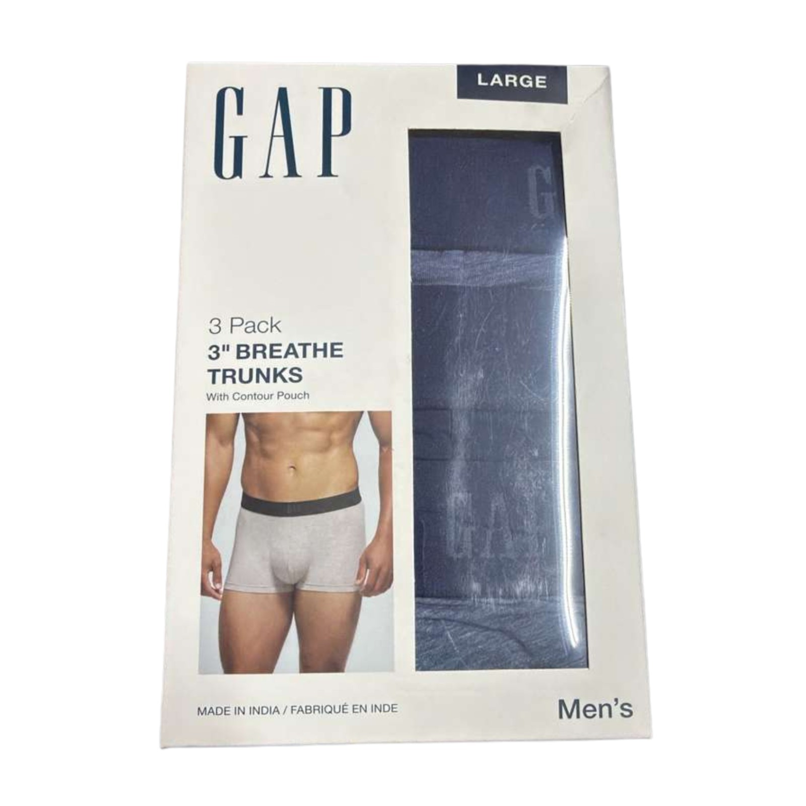 GAP Men’s Contour Pouch 3″ Trunks Size Large Blue Breathable Stretch 3 Pack