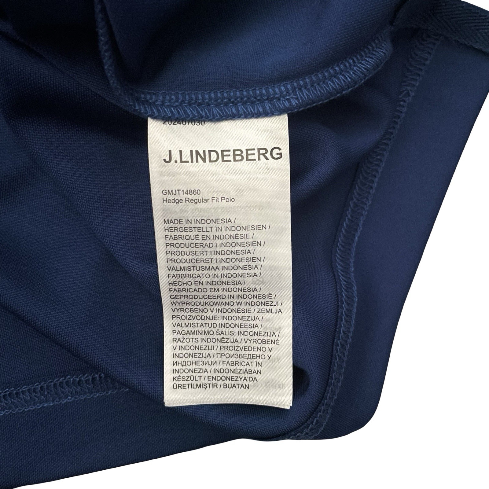 J Lindeberg Hedge Polo Shirt Mens Regular Fit Size Large Estate Blue