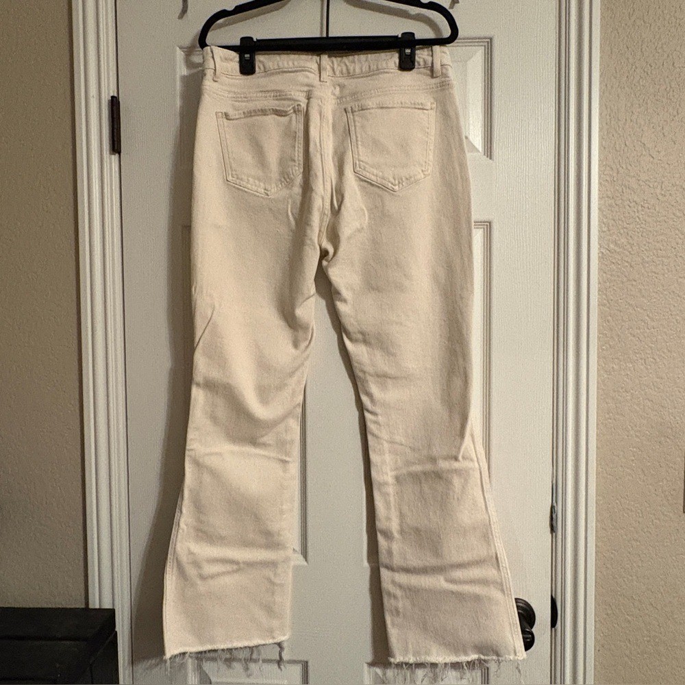 J. Jill Denim Natural Cotton Blend Modern Slim Bootcut Raw Hem Jeans WOMENS 14