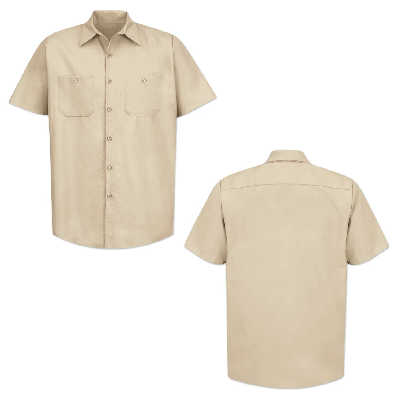 Red Kap Work Shirt Solid Color 2 Pocket Men’s Industrial Uniform Short Sleeve