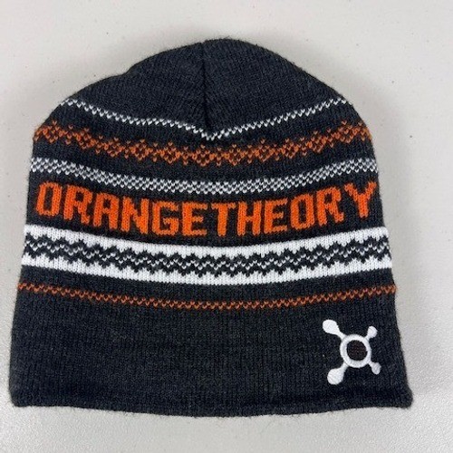 Orangetheory Fitness Beanie Knit Hat Charcoal Grey Orange Splat Logo Winter Cap
