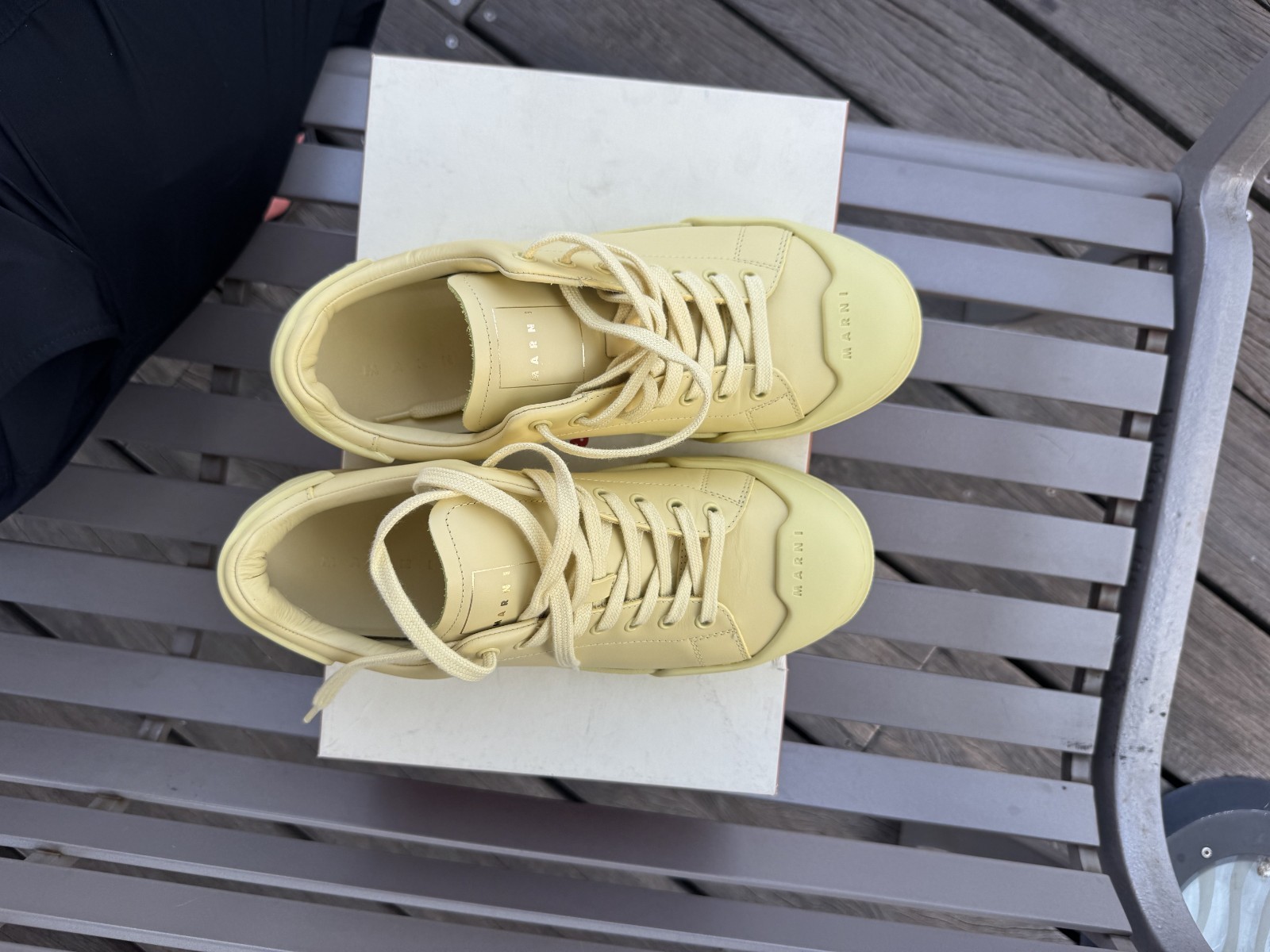 Marni yellow leather low top sneakers size EU 42 new with box