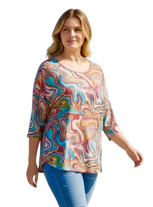 Nally & Millie USA Sweater Top Womens XL Lightweight Multicolor Relaxed NWT USA