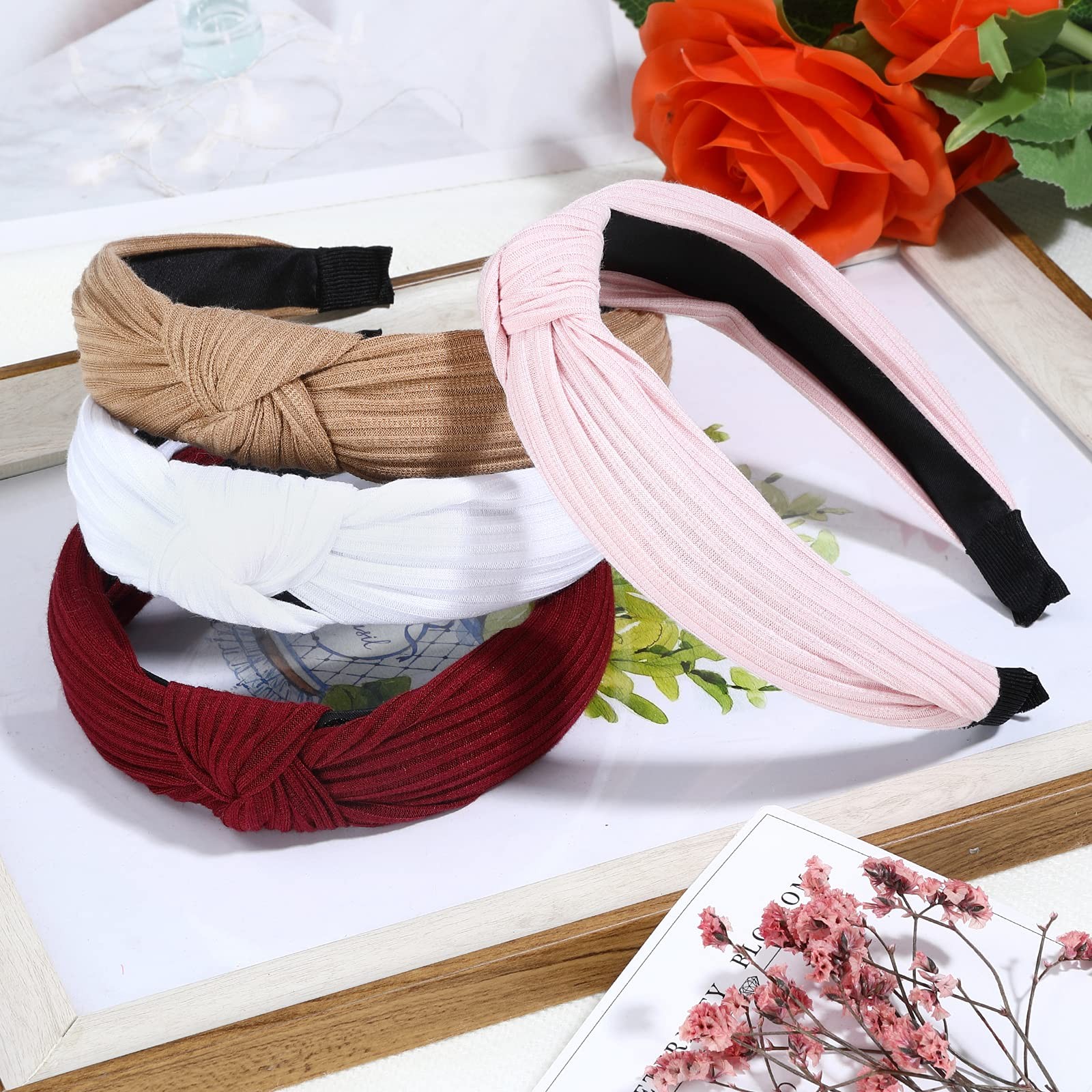 10 Pack Knotted Wide Headbands for Women Cute Fashion Head Pure color series