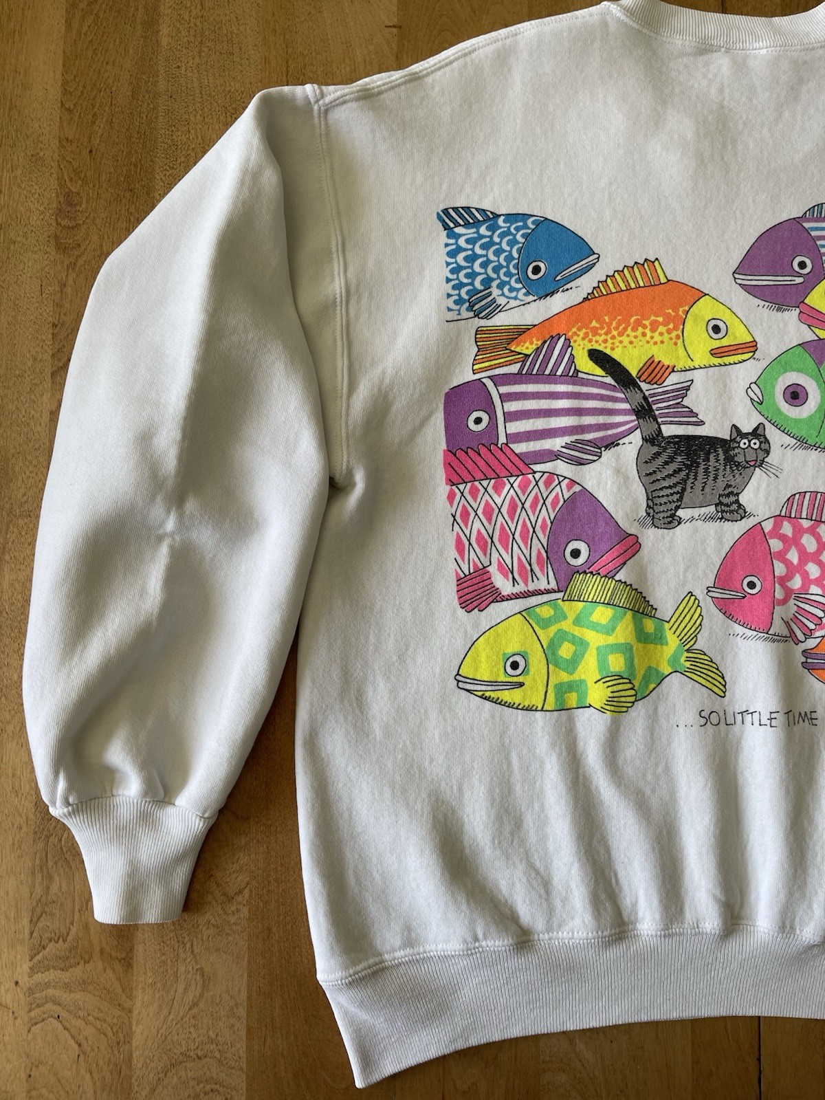 Vintage Crazy Shirt B Kliban Cat So Many Fish So Little Time Sweatshirt Size L