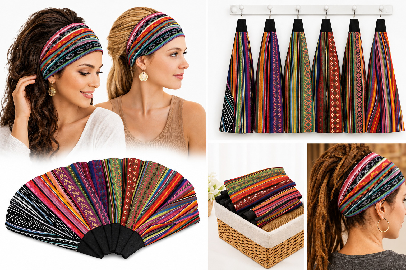 6pcs Women’s Boho Headband Wide Yoga Stretchy Hair Headwear Headwrap Sport Lot