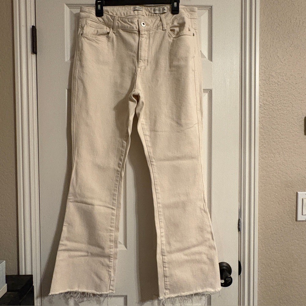 J. Jill Denim Natural Cotton Blend Modern Slim Bootcut Raw Hem Jeans WOMENS 14