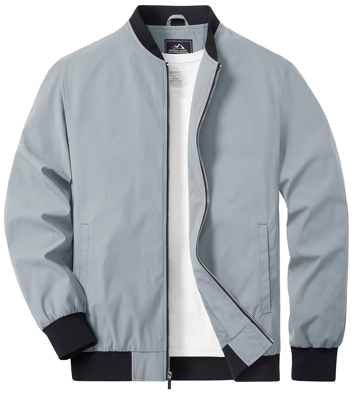 Men’s Spring Fall Thin Bomber Jacket Full-Zip Sportswear Lightweight Casual Coat